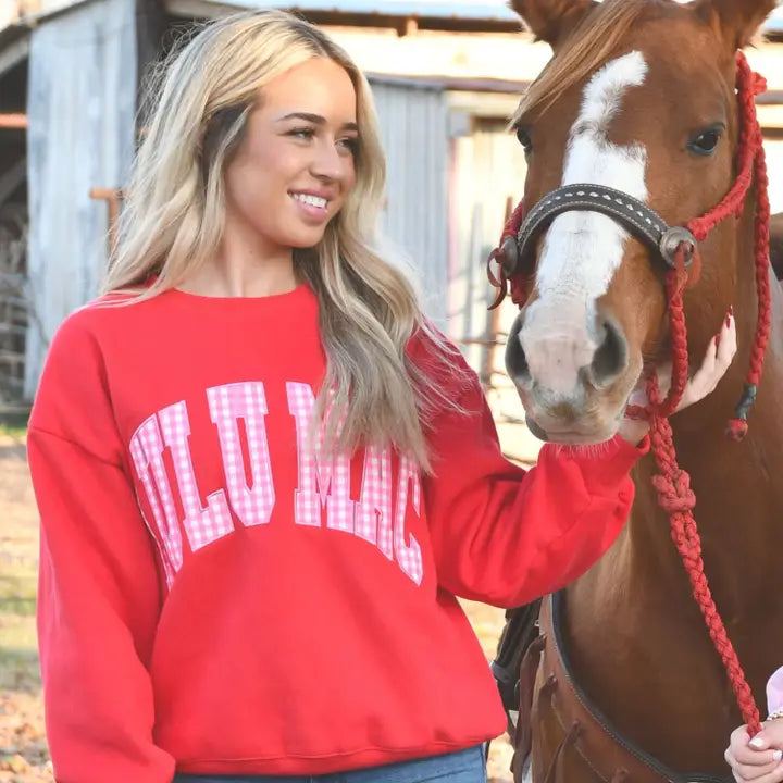 Lulu Mac Red Pink Gingham LULU MAC Sweatshirt