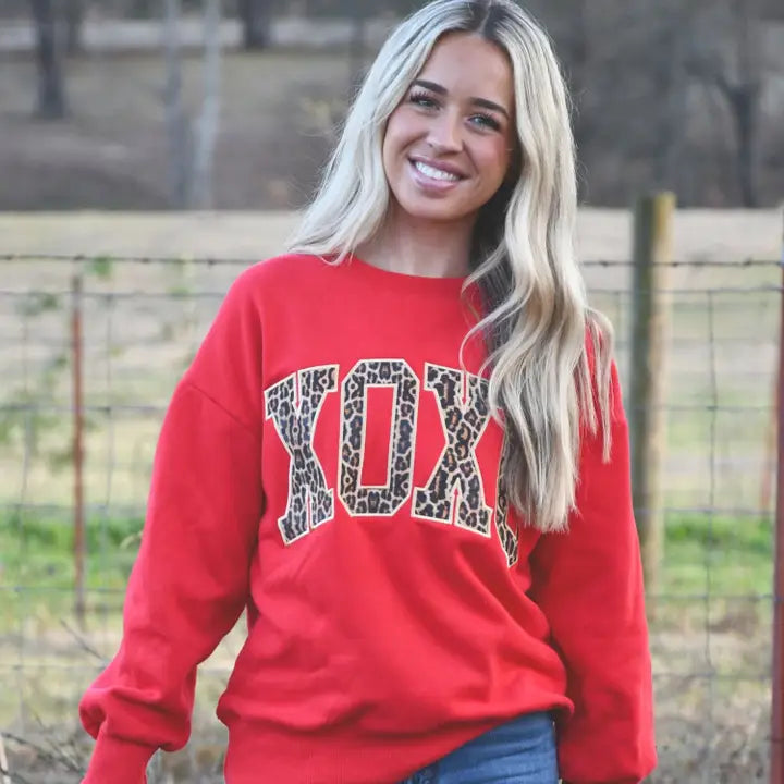 Lulu Mac Red Leopard XOXO Sweatshirt