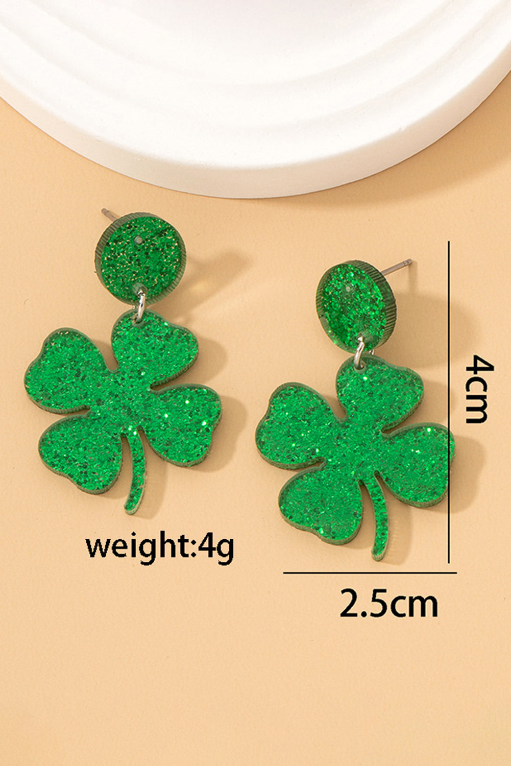 Green St Patricks Shamrock Shape Stud Earrings