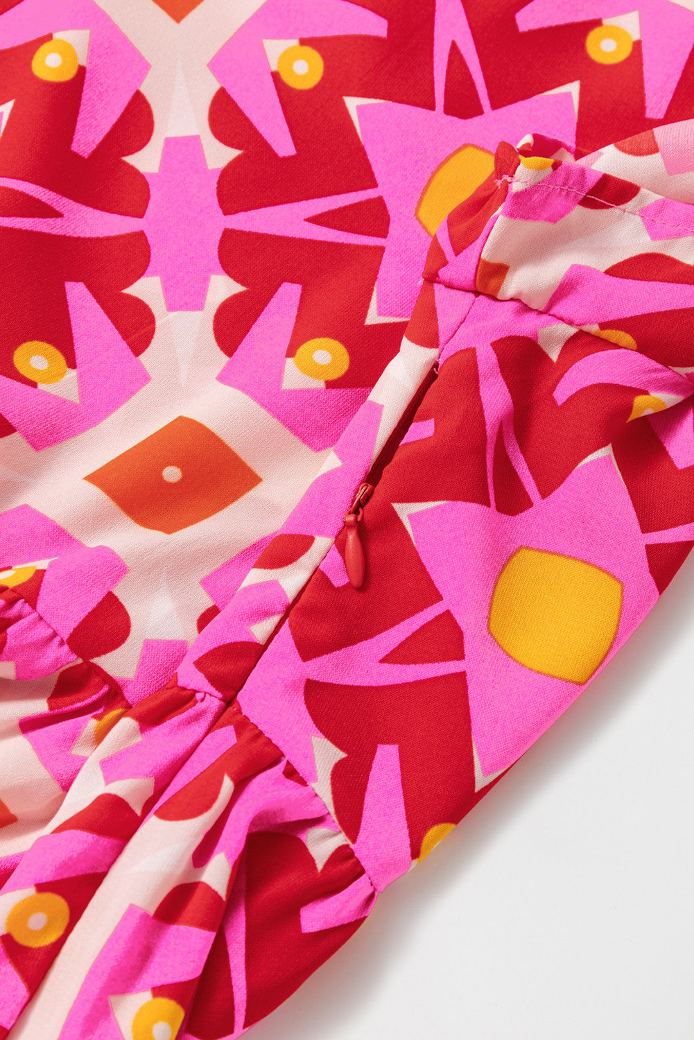 Pink Geo Print V-neck Maxi Dress