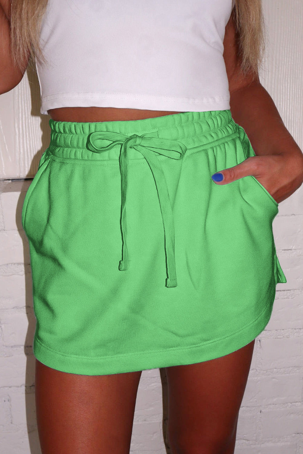 Lime Green Knit Skort with Pockets