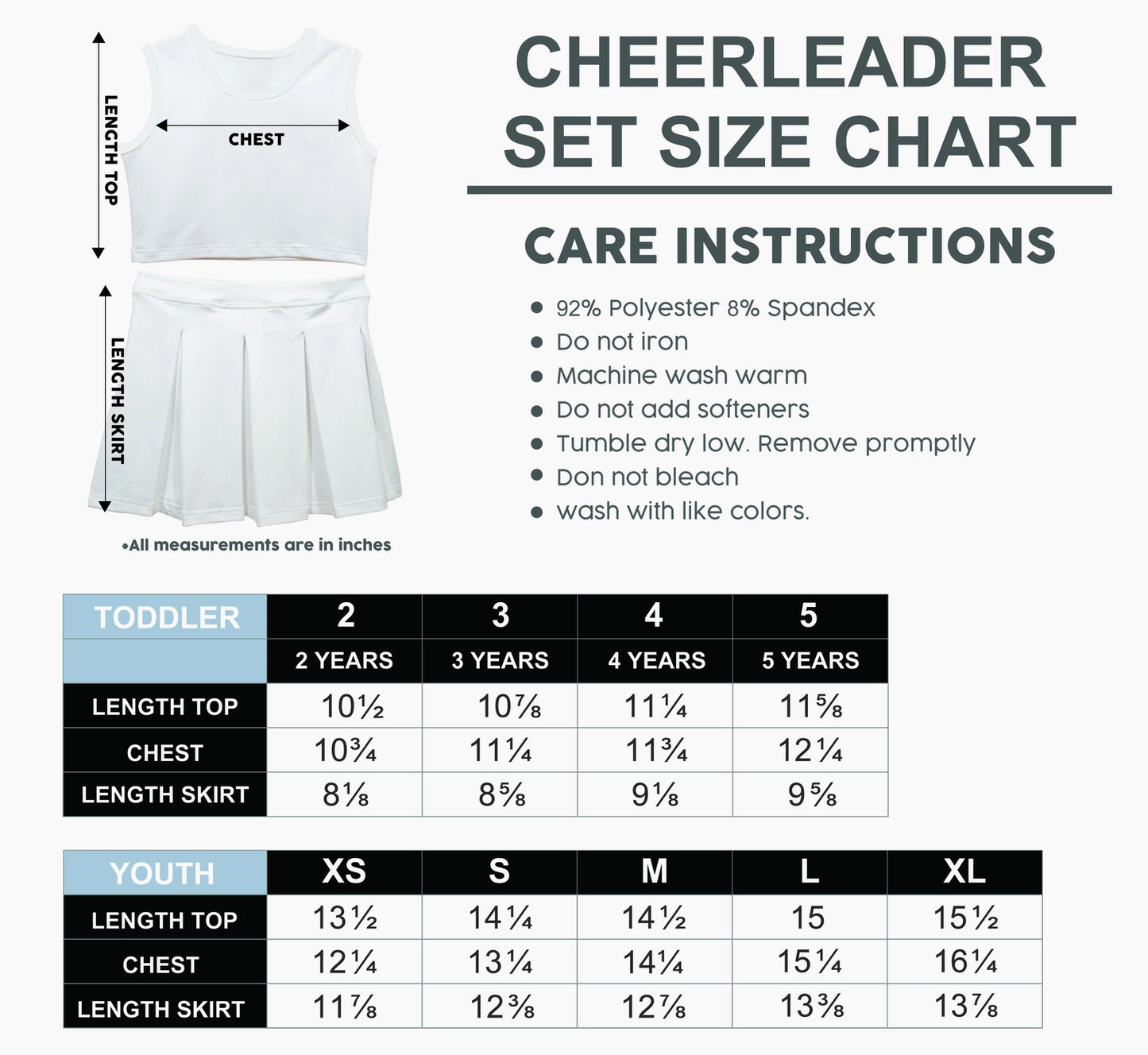 TODDLER Cheerleader SKIRT SET - Multiple Colors