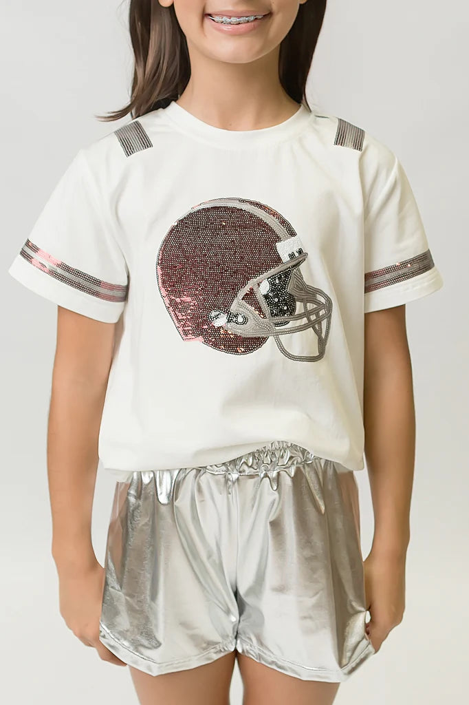 Belle Cher Maroon and Silver Sequin Helmet Shirt