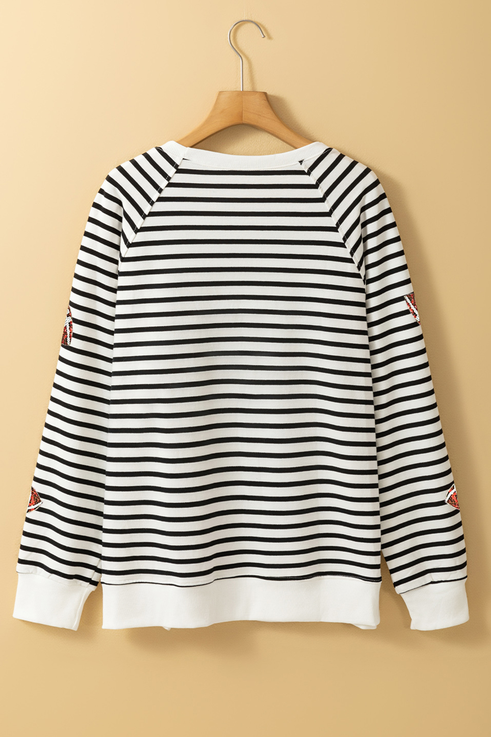 Black Stripe Sequin Football Sweatshirt
