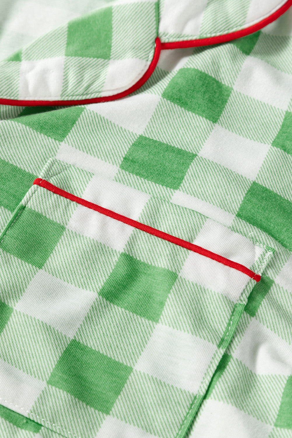 Lime Green Christmas Plaid Print Shirt and Pants Pajama Set