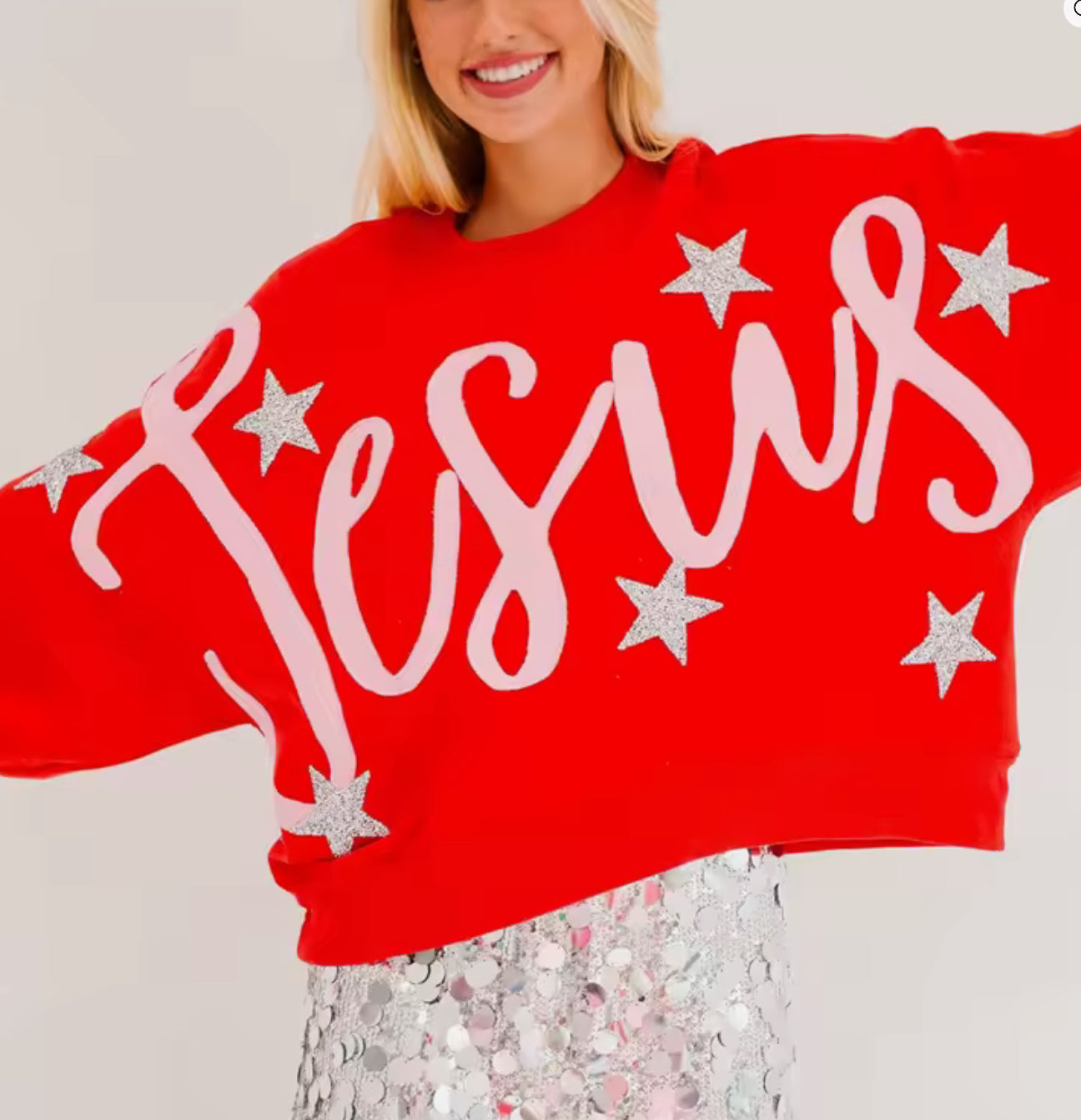 Oversized Red JESUS Sweatshirt