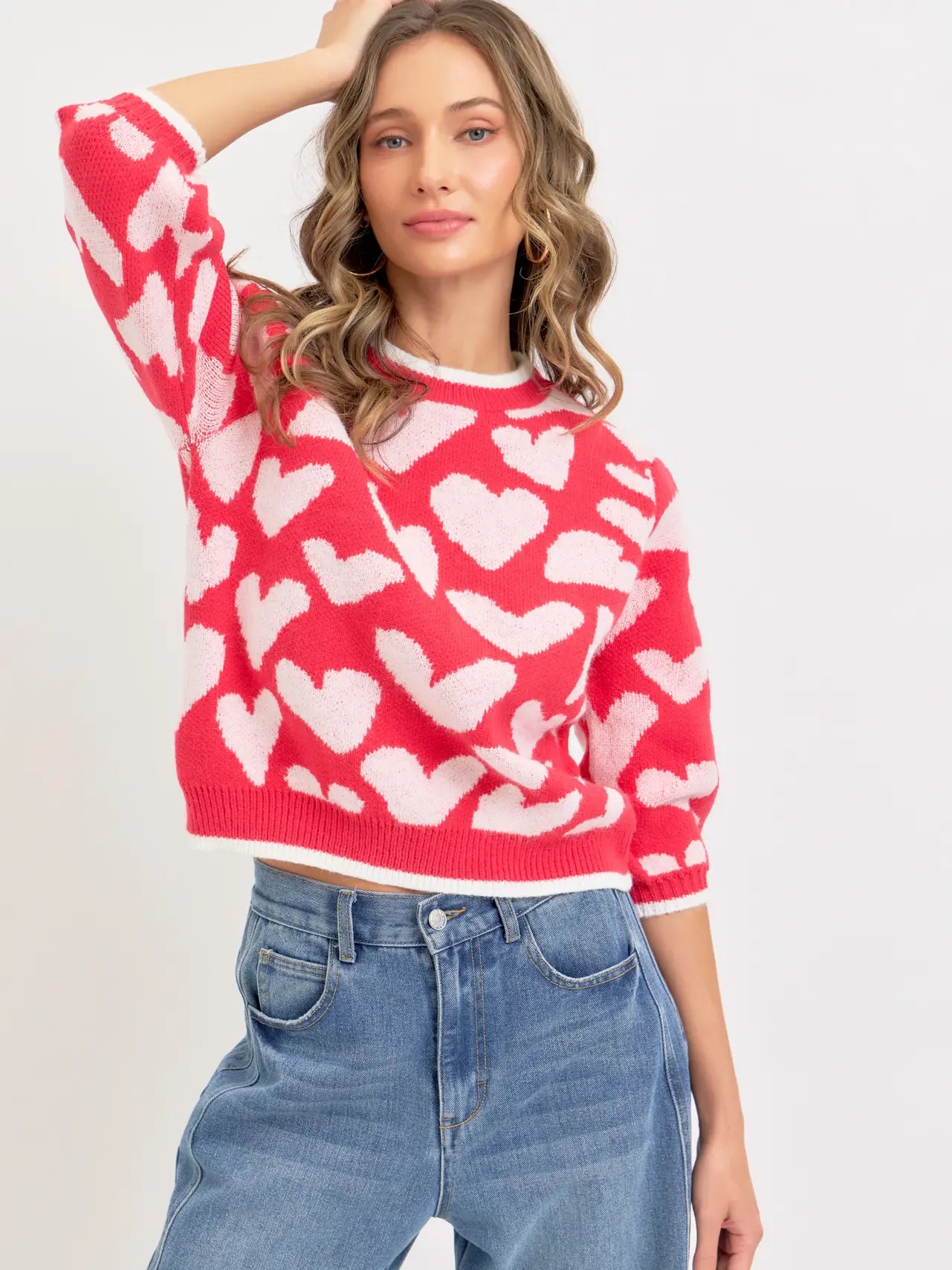 Red White Heart Sweater