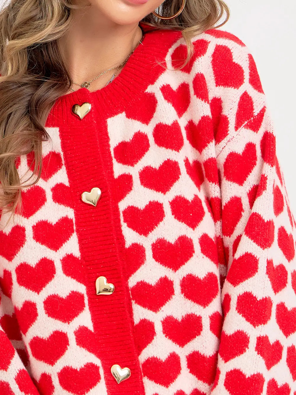 Red White Heart Cardigan