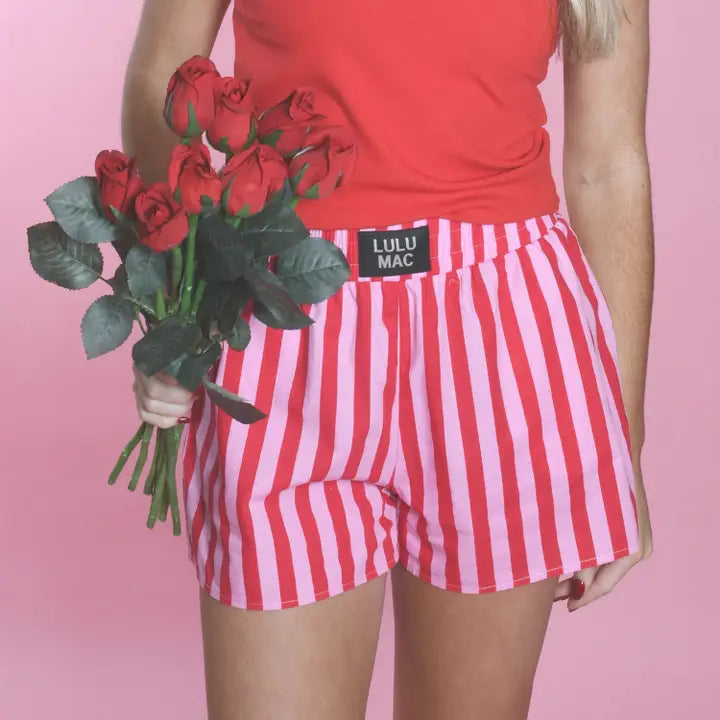 Lulu Mac Pink Red Stripe Shorts