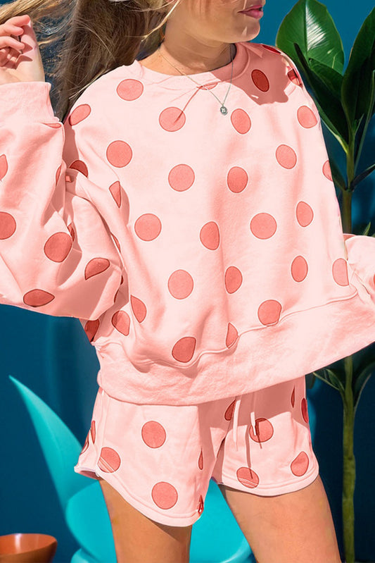 Light Pink Polka Dot Shorts Set