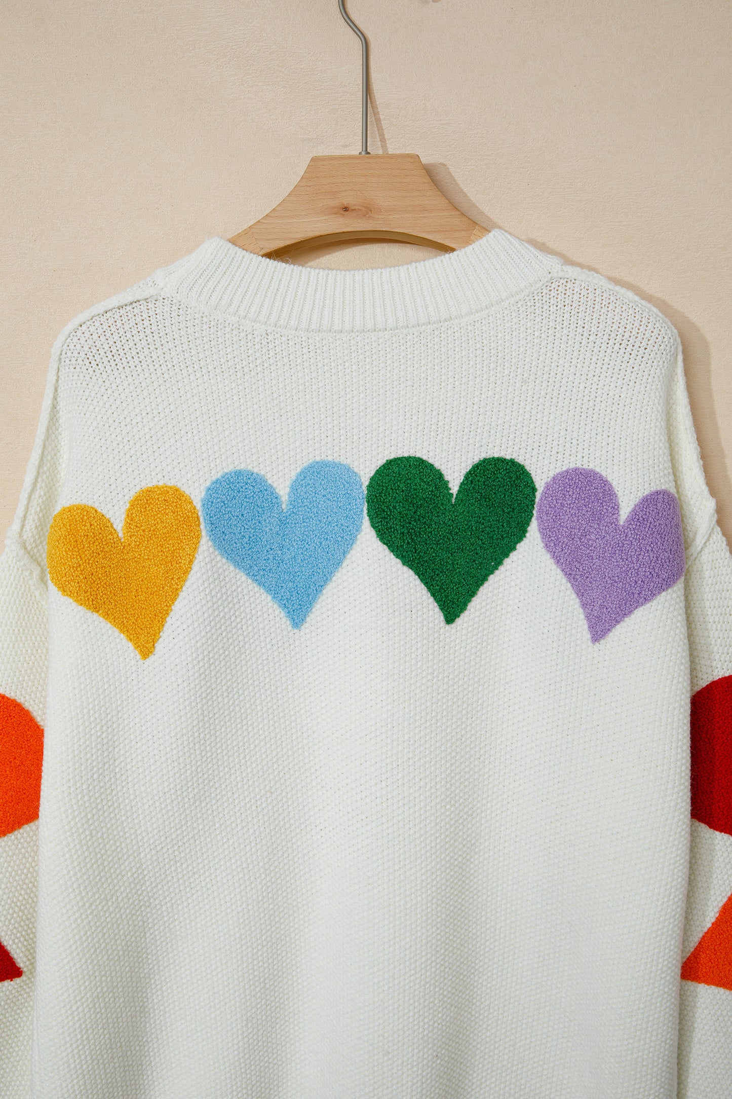 White Chenille Heart Sweater