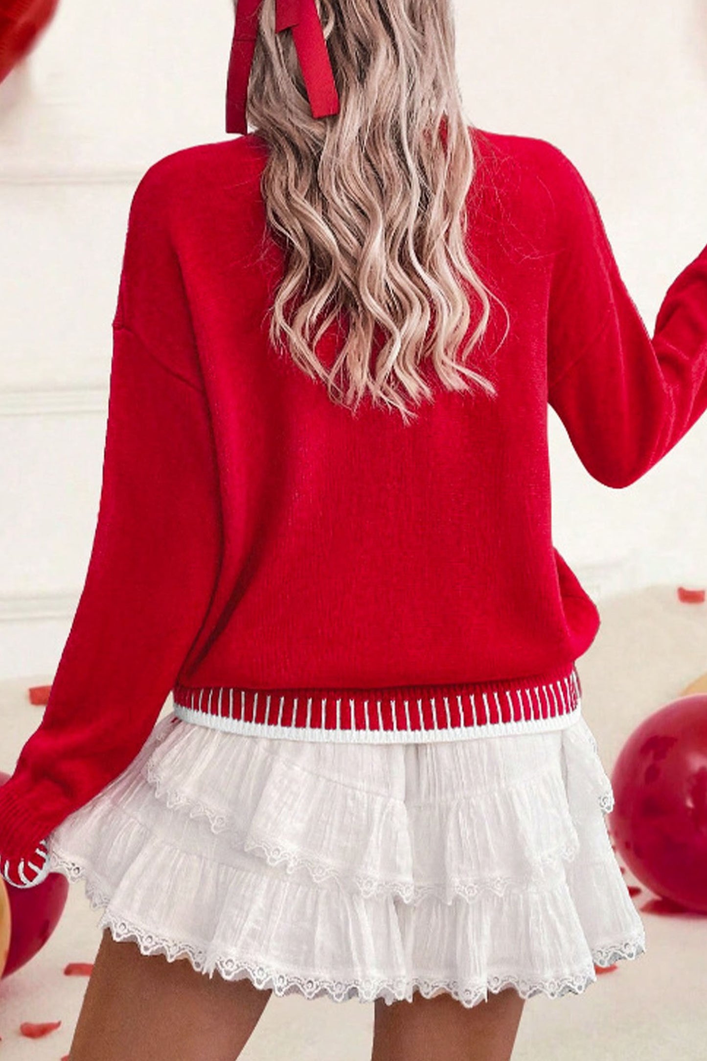 Red LOVE Chenille Sweater