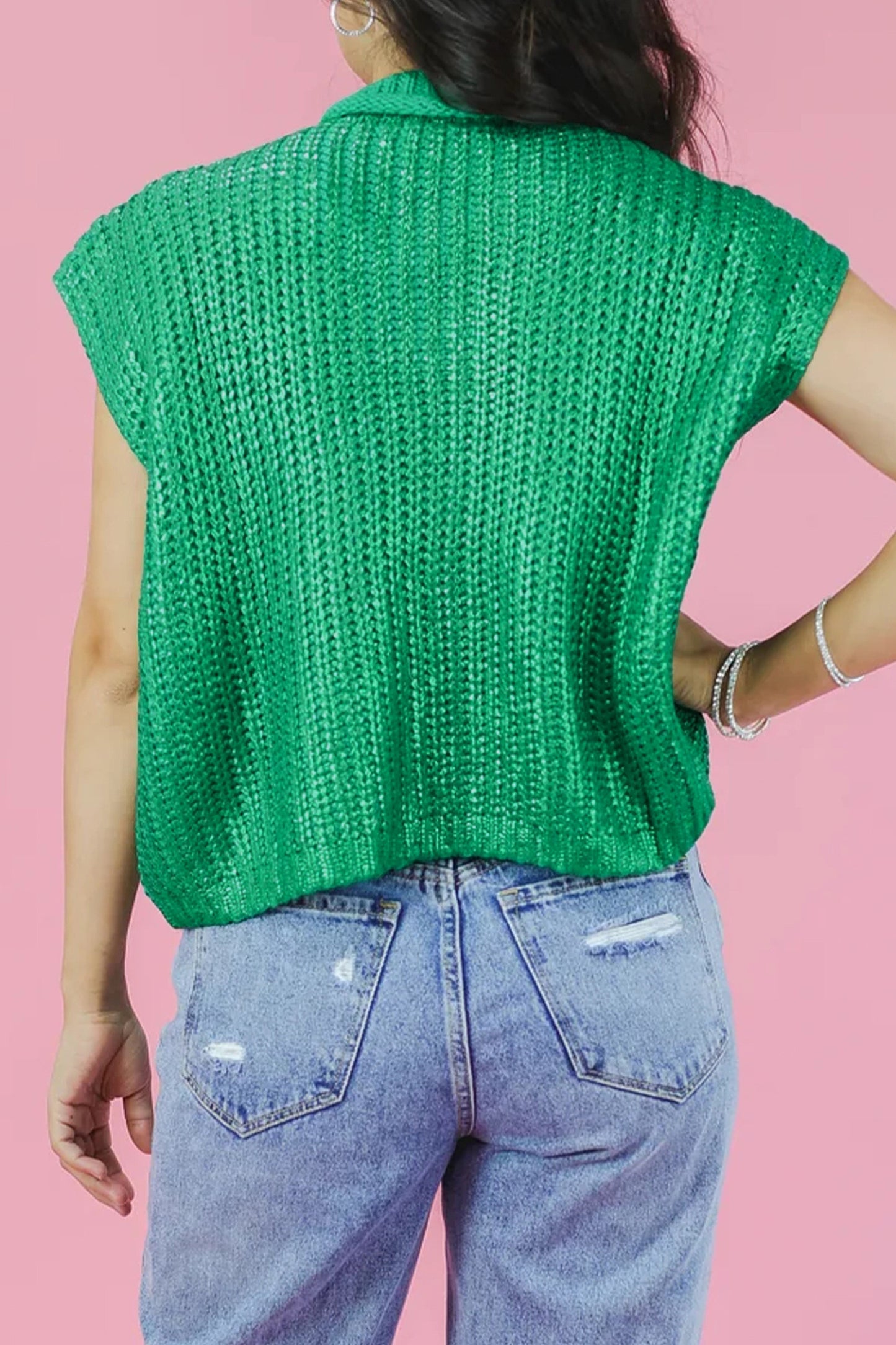 Bright Green High Neck Sleeveless Sweater