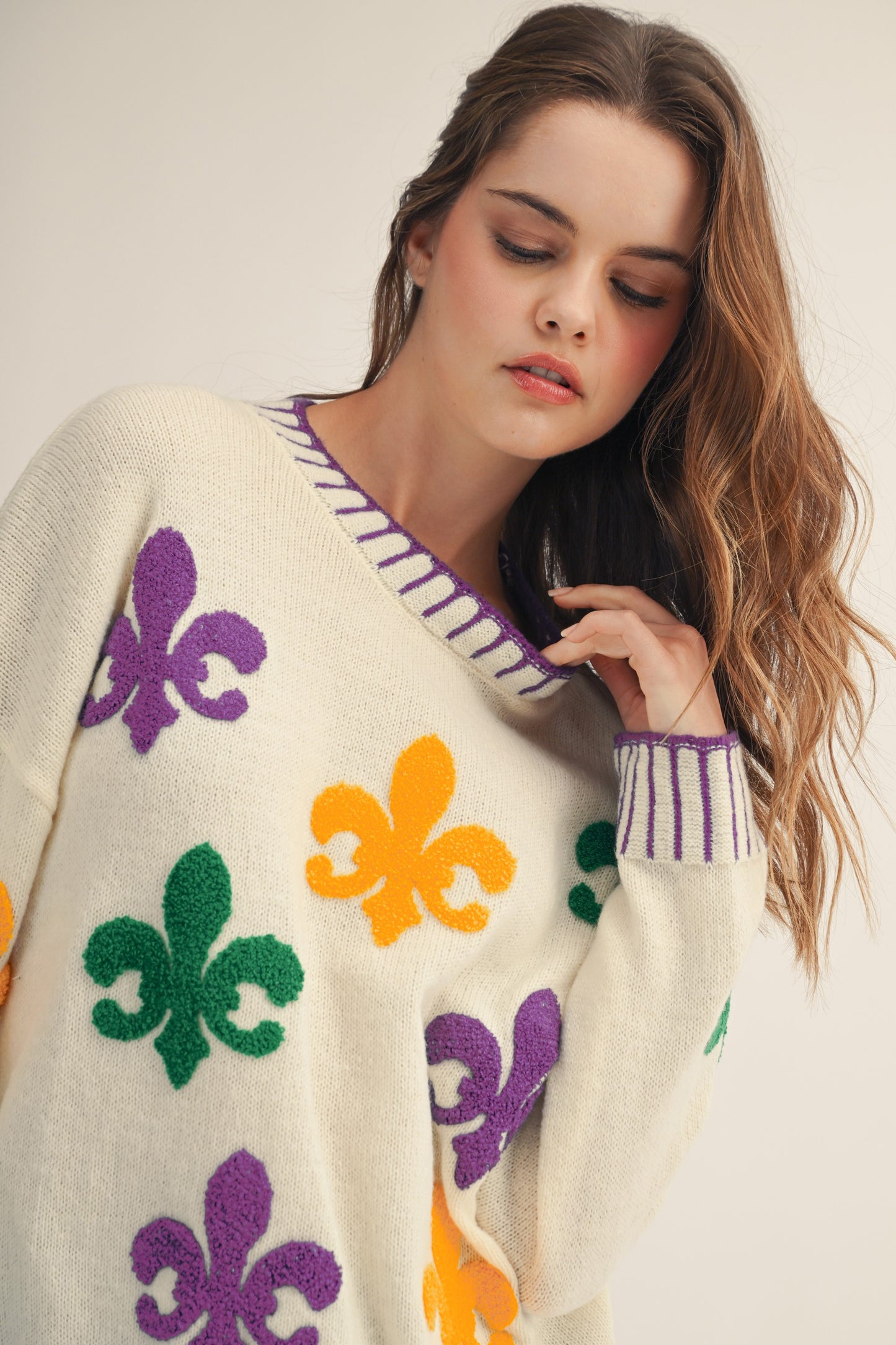 Mardi Gras Fleur-de-lis Sweater