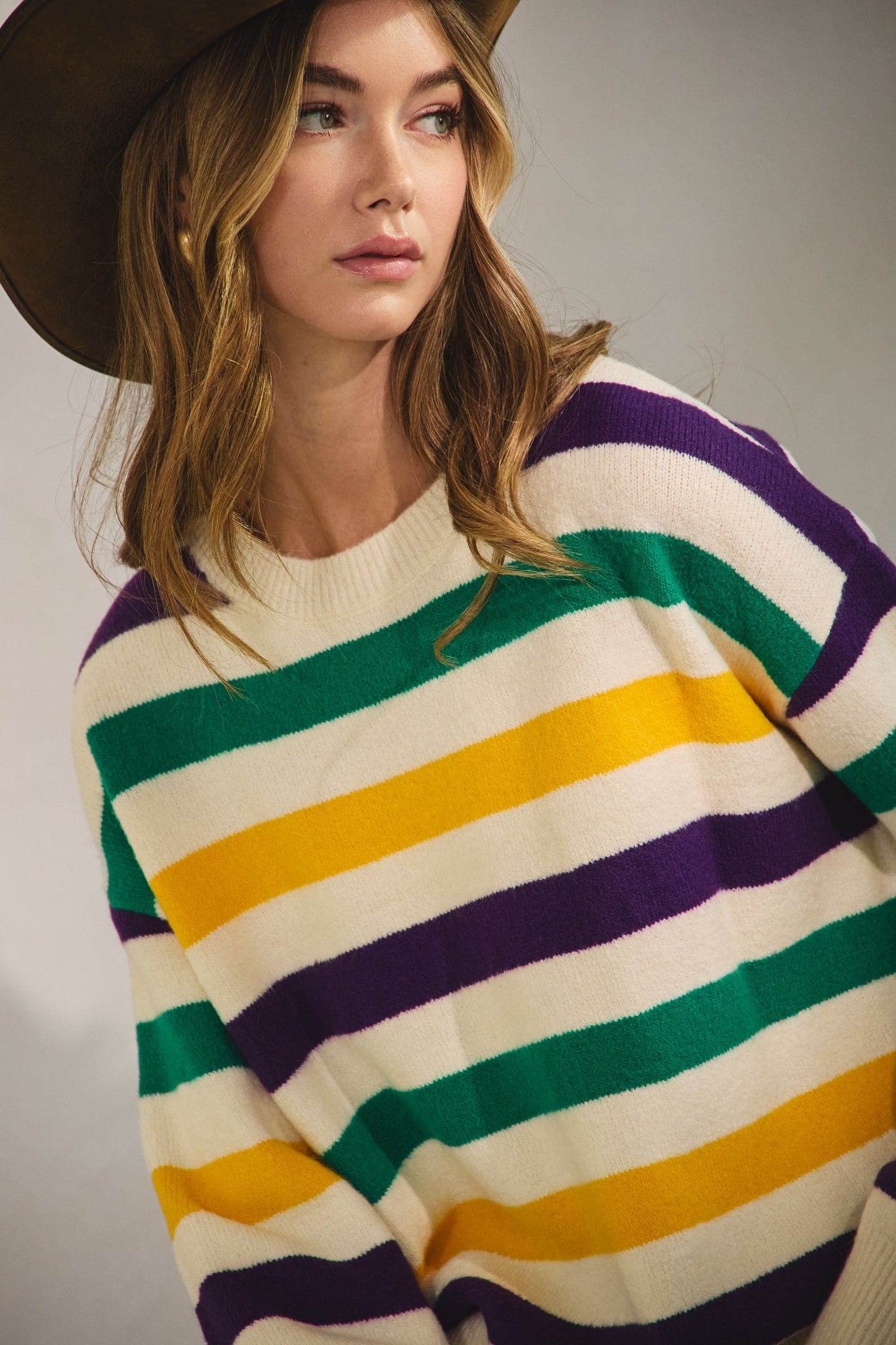Mardi Gras Stripe Sweater