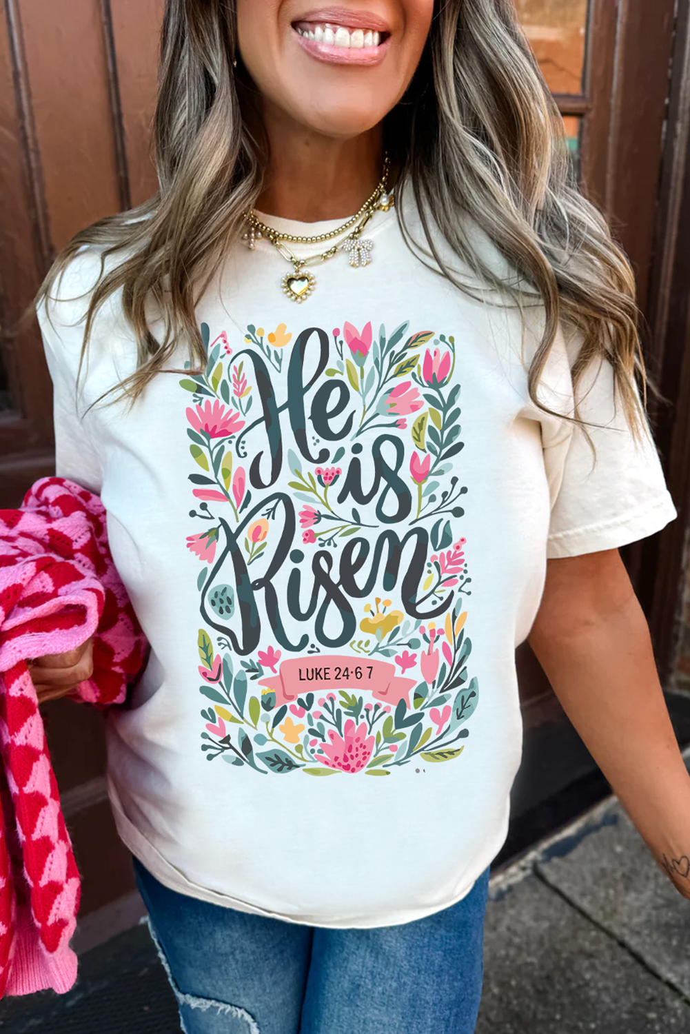 White He is Risen Tee
