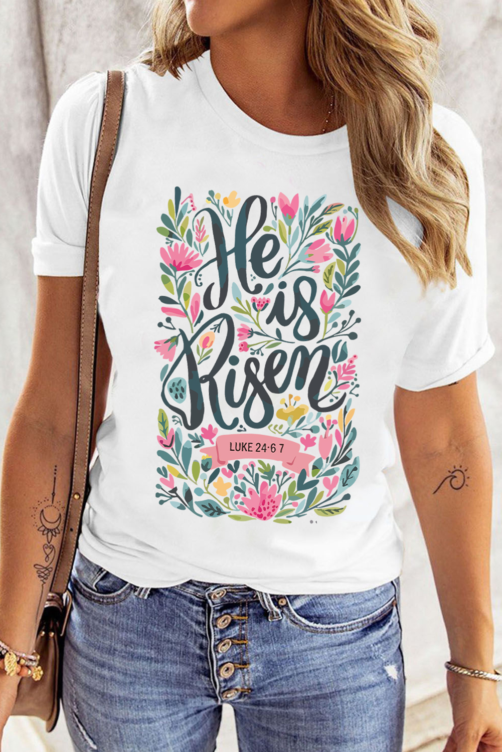 White He is Risen Tee