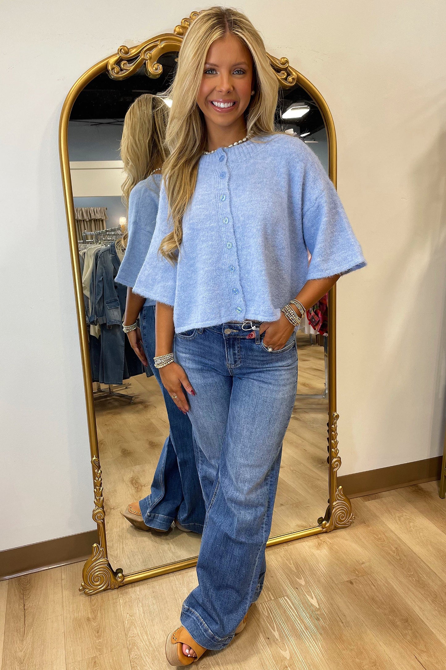 Baby Blue 3/4 sleeve cardigan