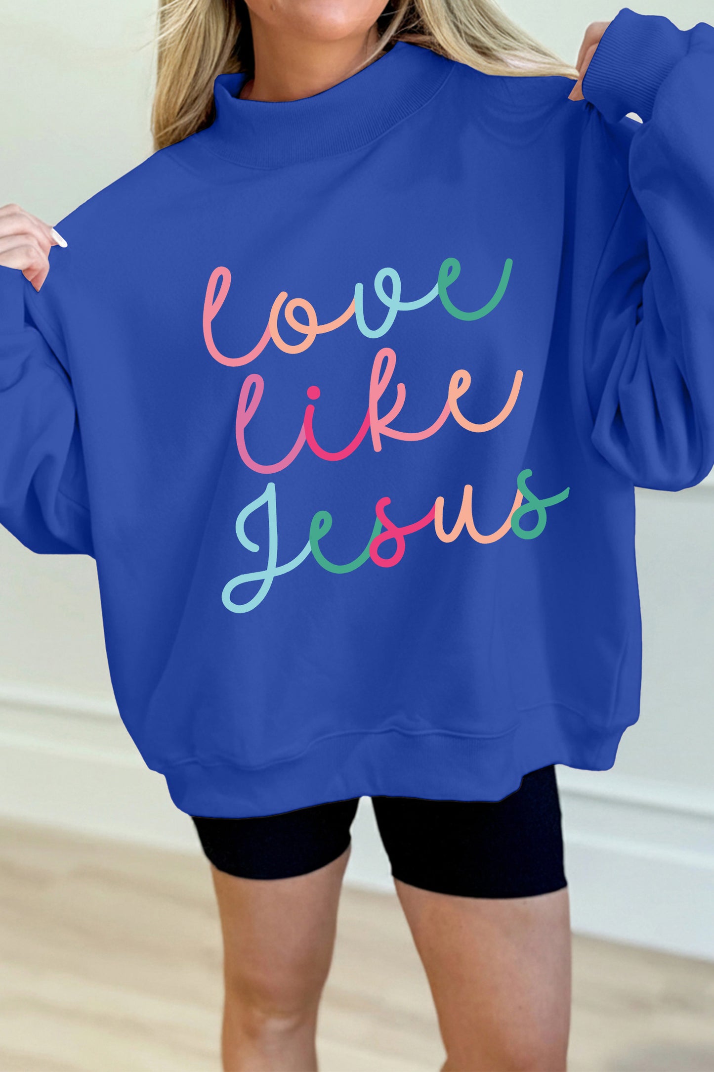 Blue Love Like Jesus Mockneck