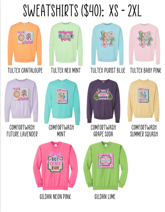 Mahjong Sweatshirt - Multiple Patches, Multiple Colors