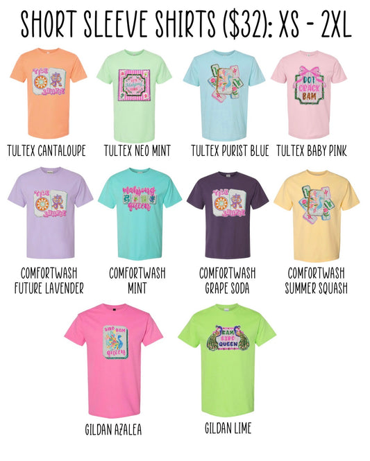 Mahjong Short Sleeve Tee - Multiple Patches, Multiple Colors