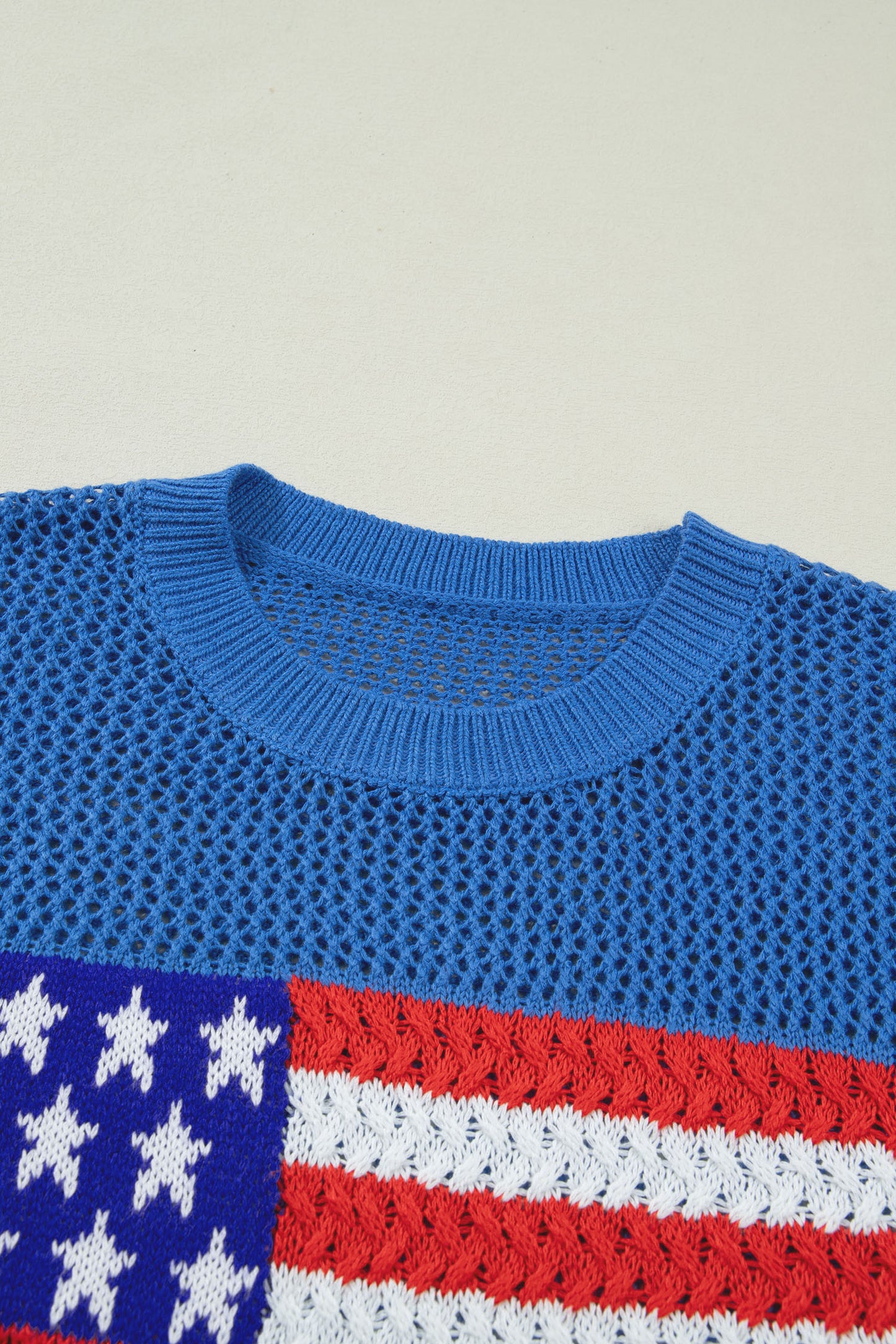 Sky Blue Flag Graphic Short Sleeve Sweater Top