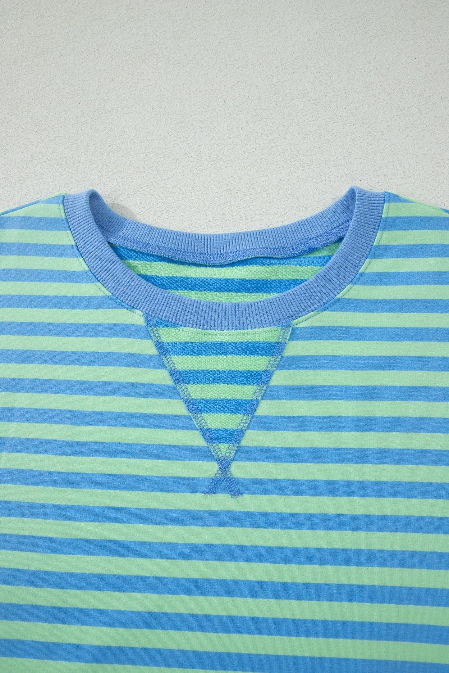 Green Stripe Striped Ribbed Cotton Two-Piece Short Set