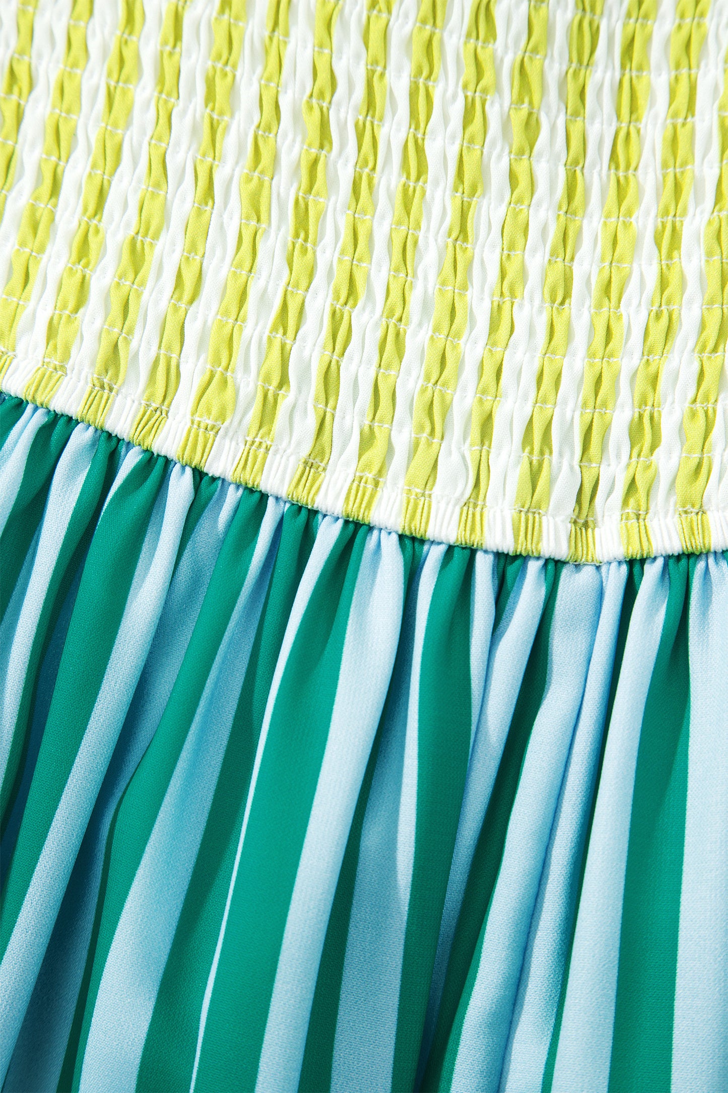 Green Stripe Scallop Midi Dress
