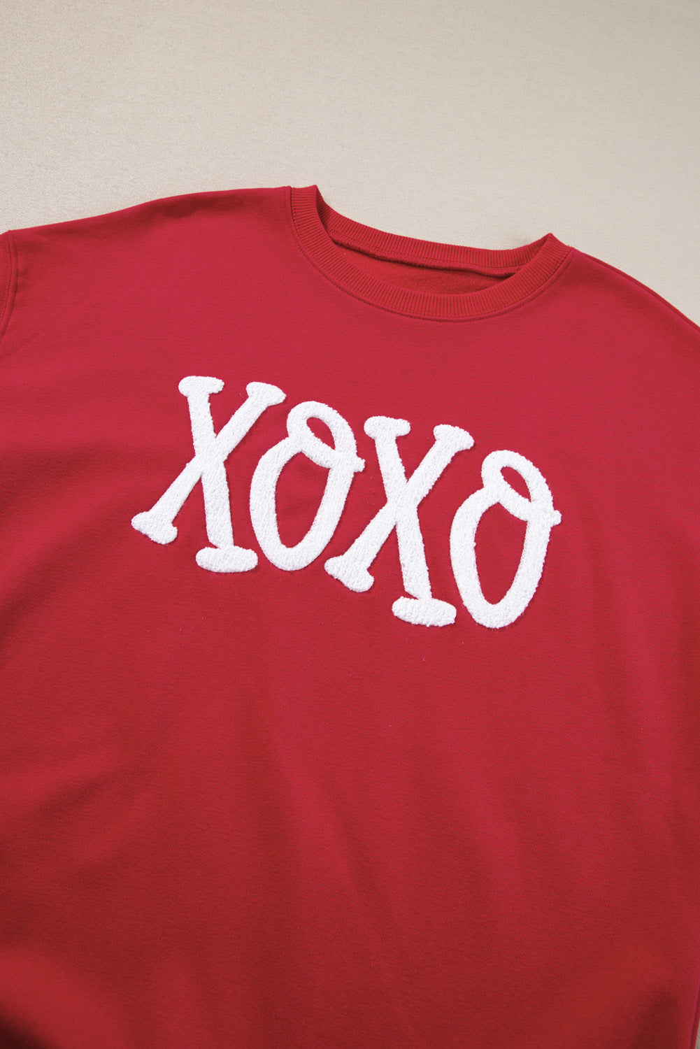 Racing Red Alphabet Chenille Embroidered Pullover Sweatshirt