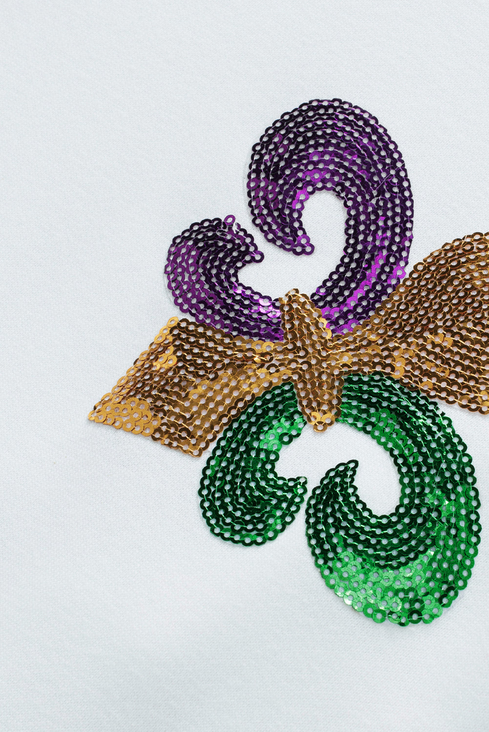 White Sequin Mardi Gras Sweatshirt