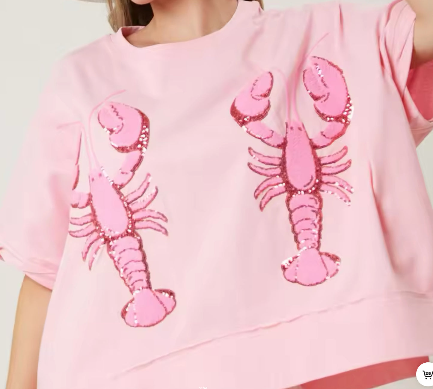 Oversized Pink Sequin Crawfish Tee