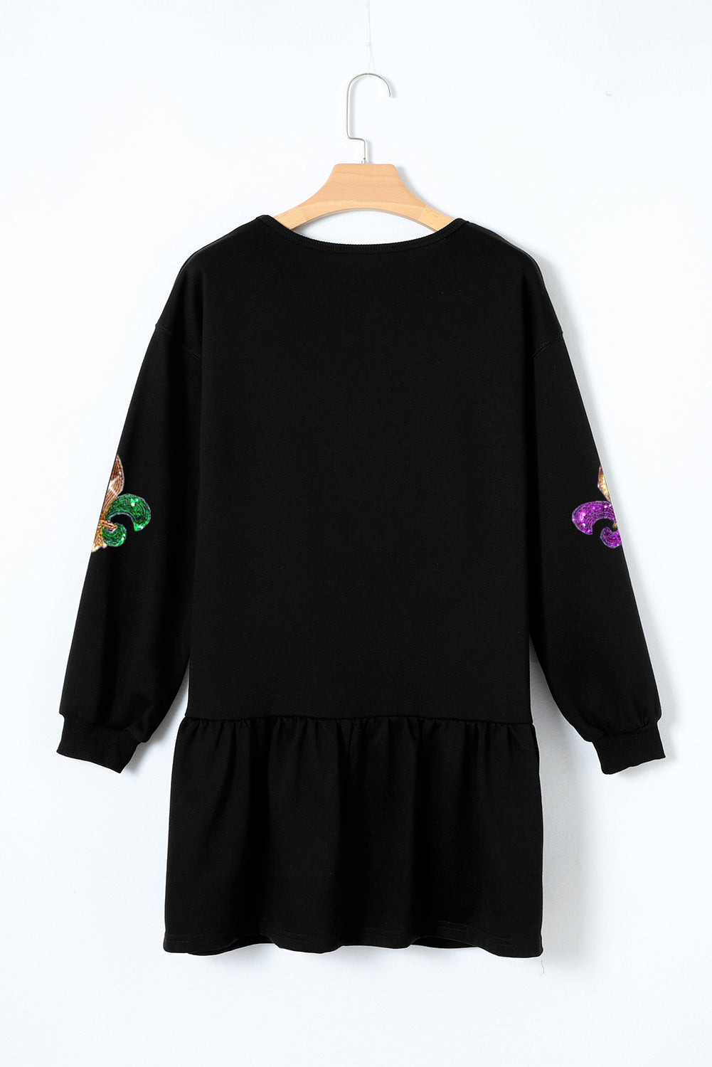 Black Sequin Mardi Gras Pullover Dress