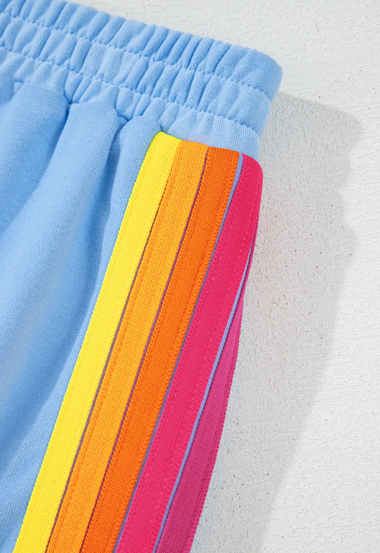 IN STOCK: Rainbow Striped Accent Pullover and Shorts Two Piece Casual Set - MULTIPLE COLORS
