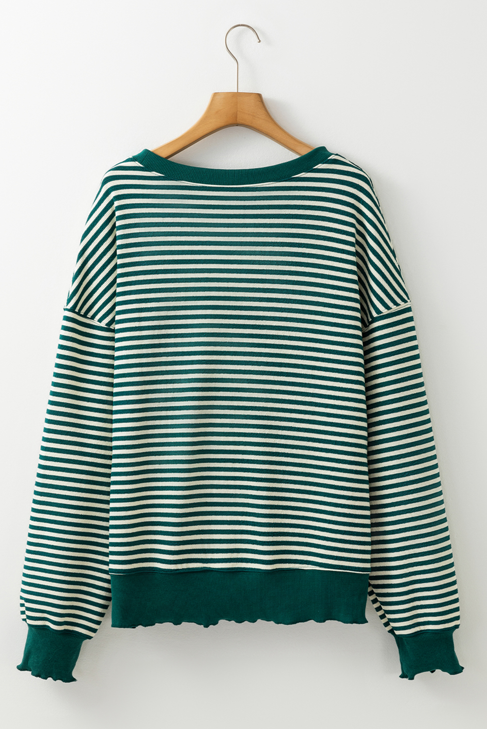 Green Stripe Chenille LUCKY long sleeve top