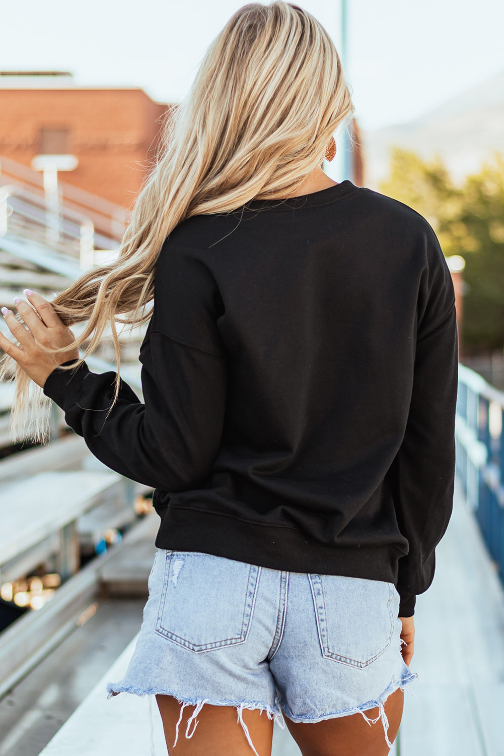 Black sequined Game Day sweatshirt