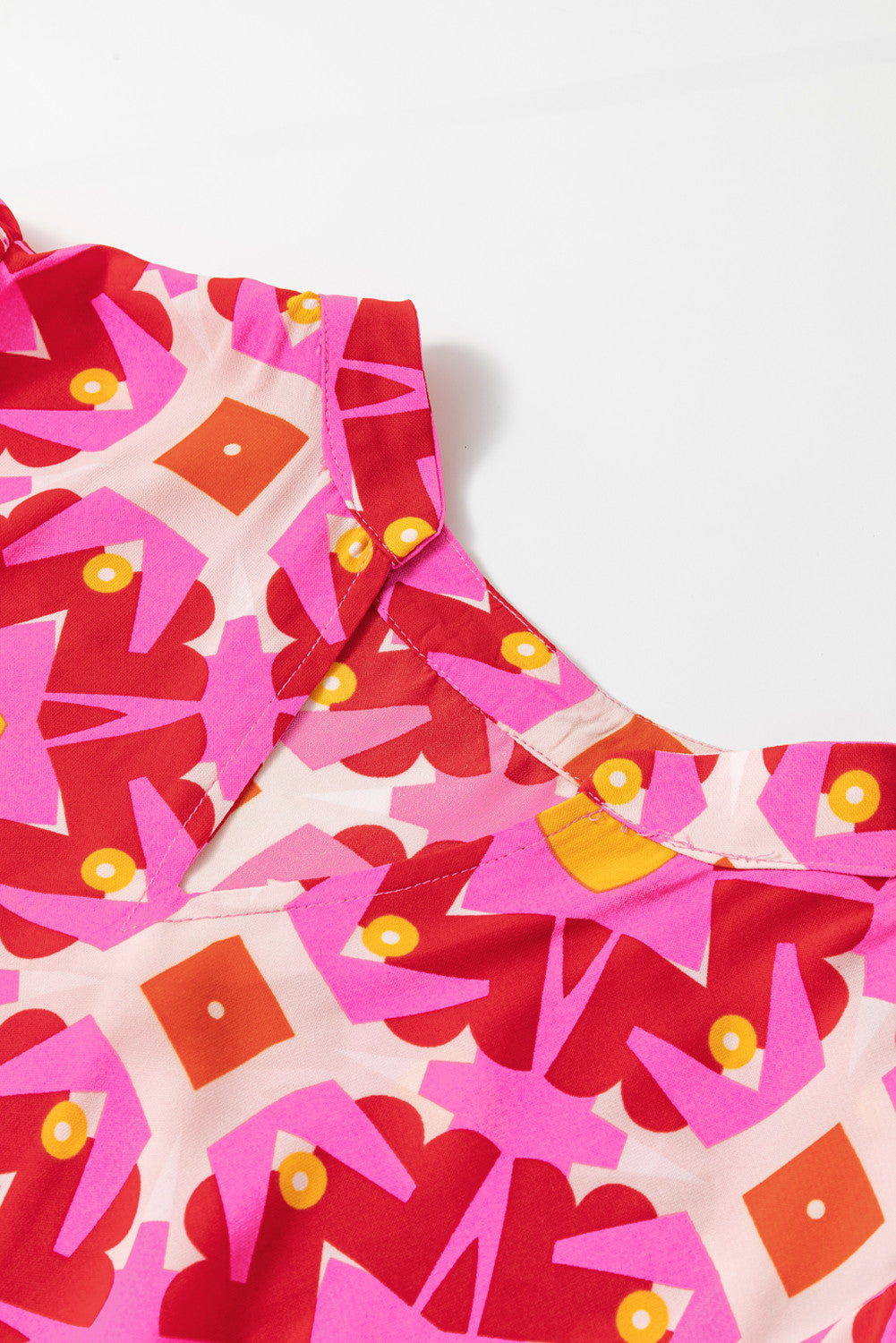 Pink Geo Print V-neck Maxi Dress