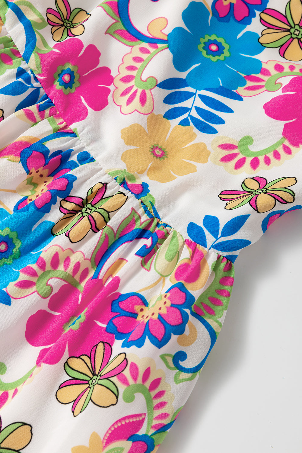 Floral Stripe Tie Strap with Pockets Maxi Dress