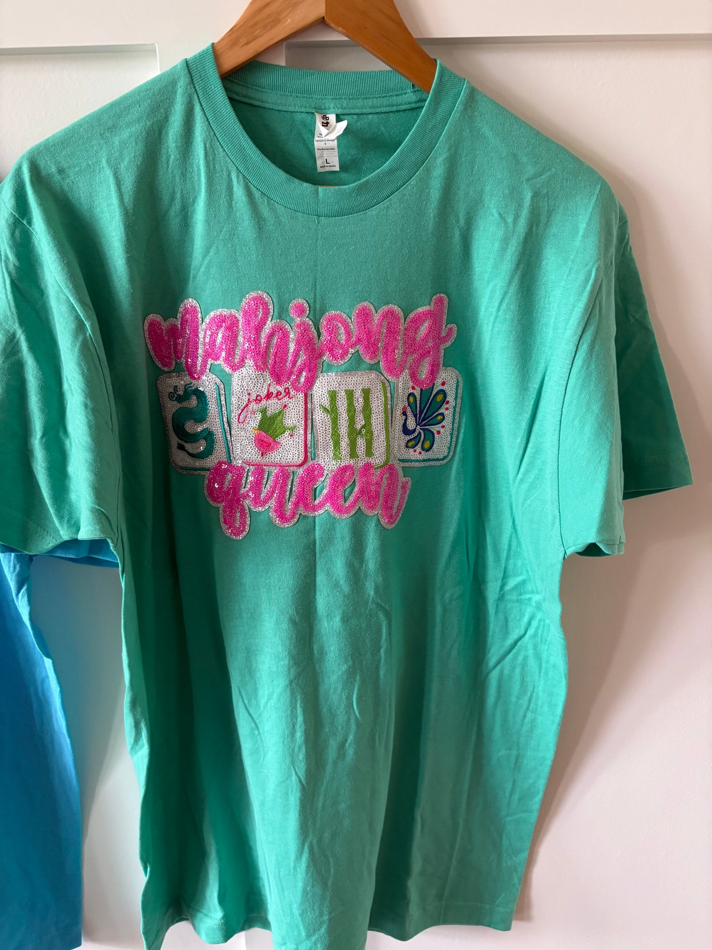 Seafoam “Mahjong Queen” Sequin Tile Tee