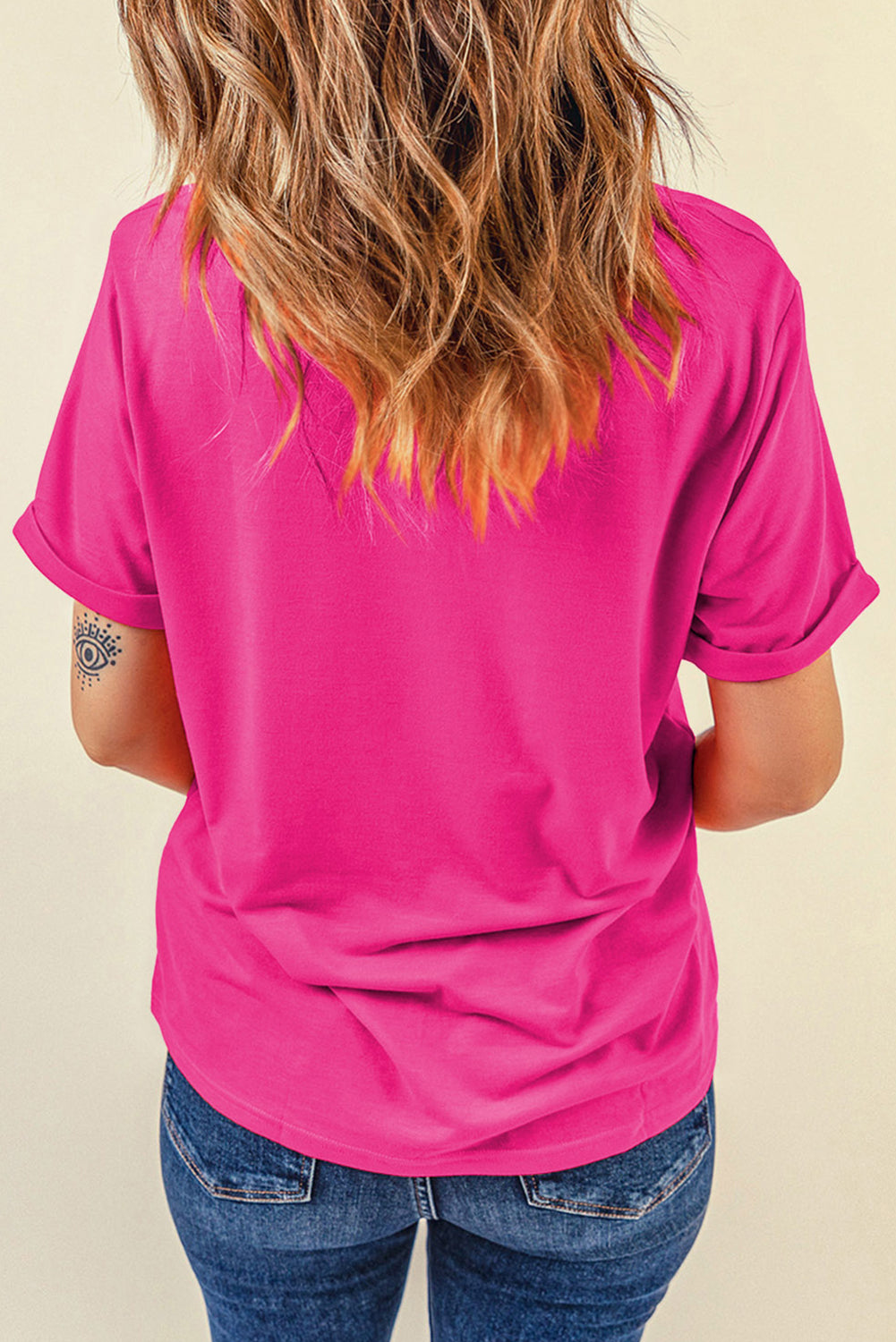 Pink Sequin Easter Eggs Crewneck Tee