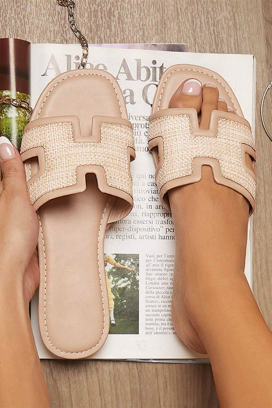 Natural Faux Raffia Open Toe Sandals