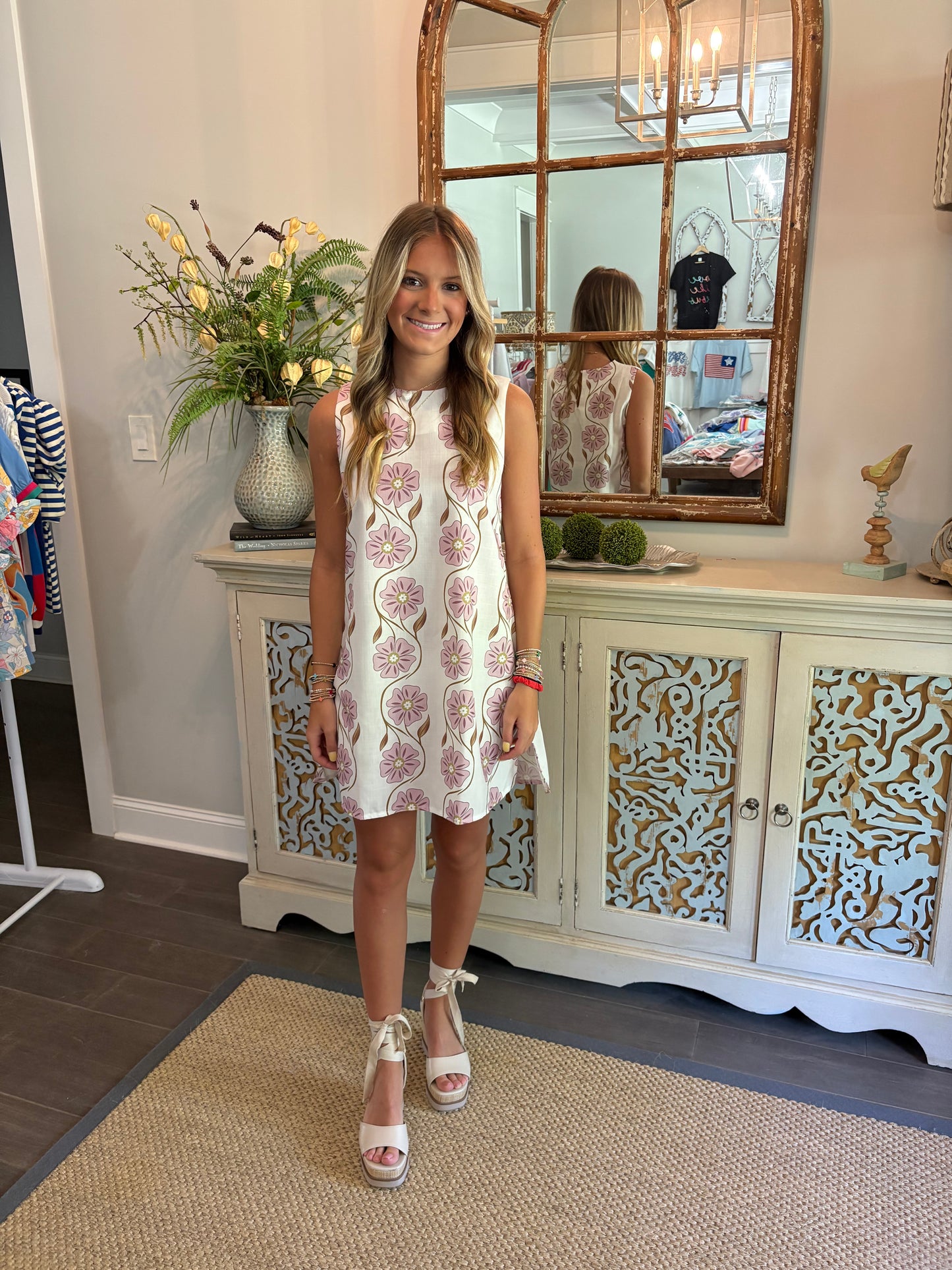 Lilac Purple Floral Print A-Line Dress
