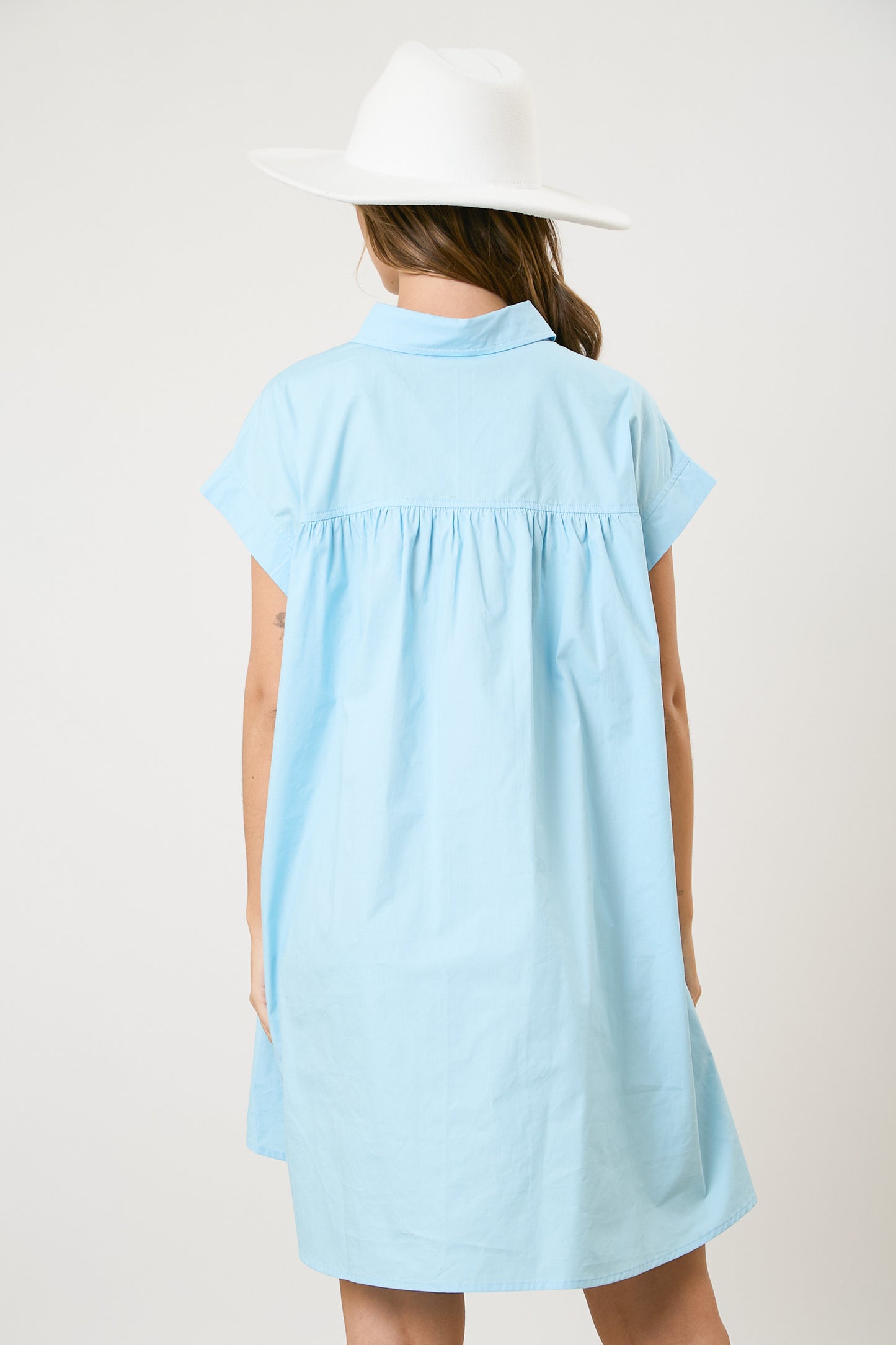 Baby Blue Sequin Martinis Shirt Dress