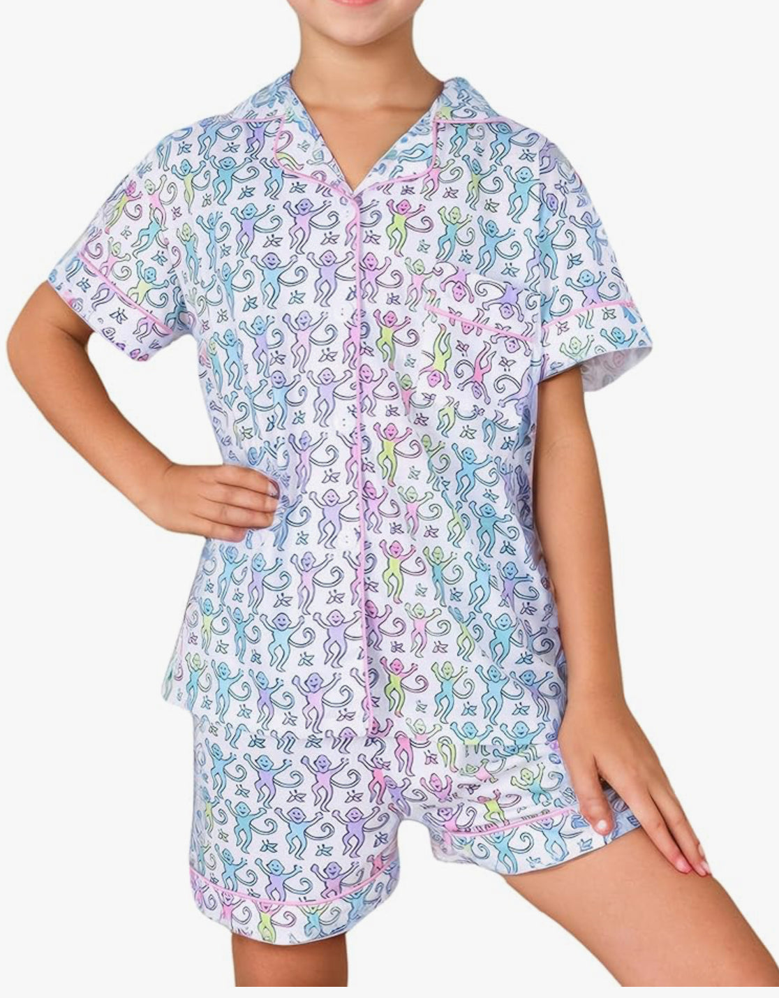 Kids Monkey Print Pajamas - Multiple Colors