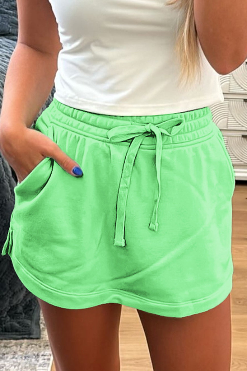 Lime Green Knit Skort with Pockets