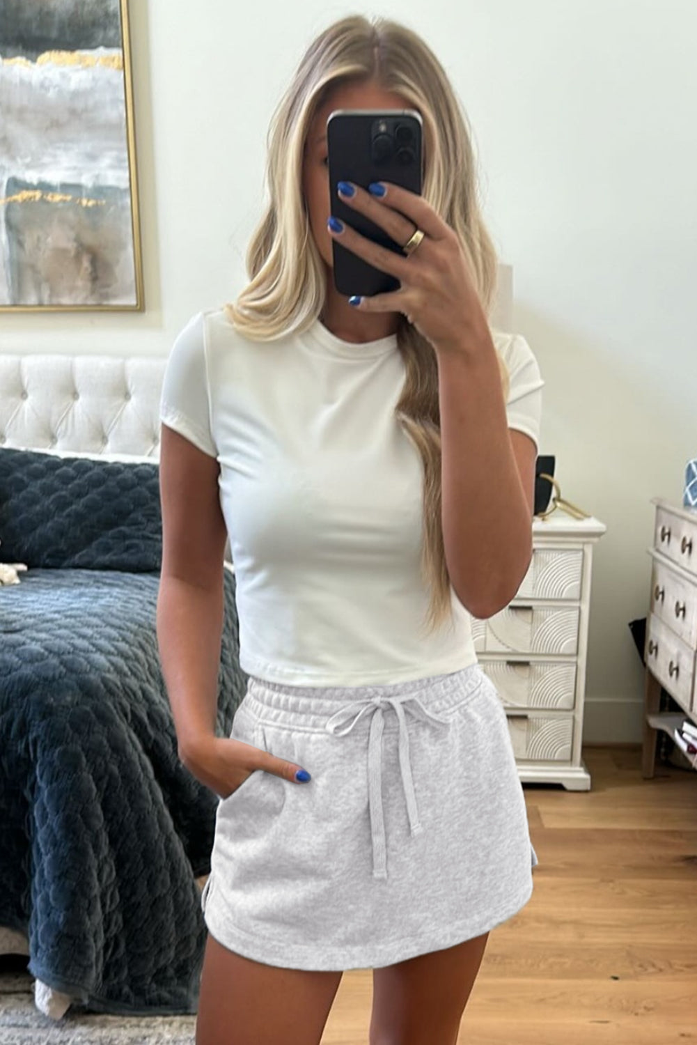 Light Grey Knit Skort with Pockets