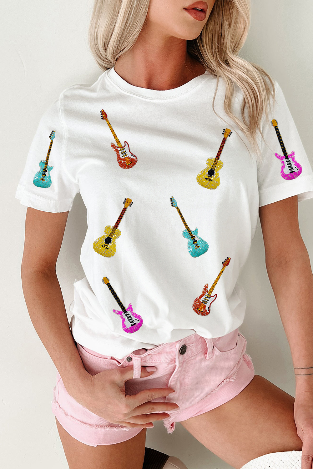 White Guitar Short Sleeve Tee