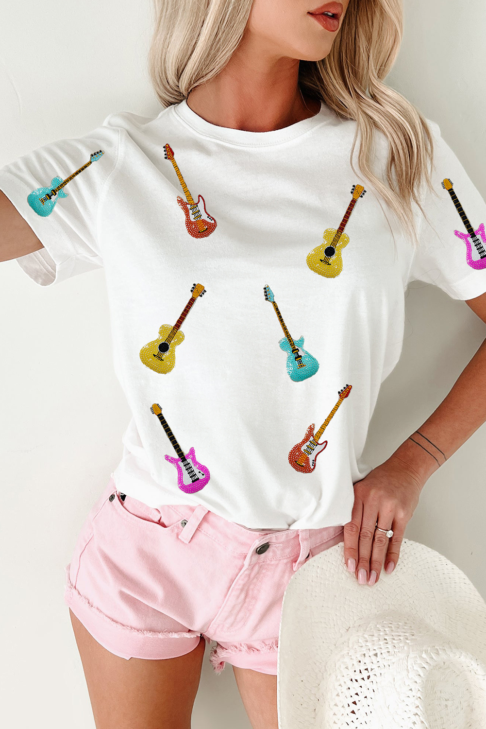 White Guitar Short Sleeve Tee