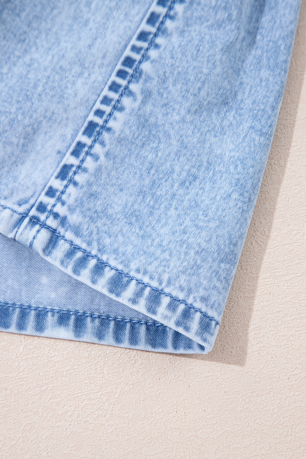 Denim Bow Detail Spaghetti Straps Ruffle Hem Denim Short Dress