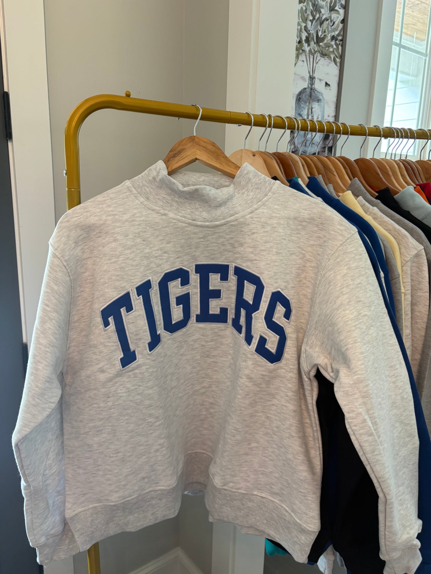 In Stock Light Grey TIGERS mockneck