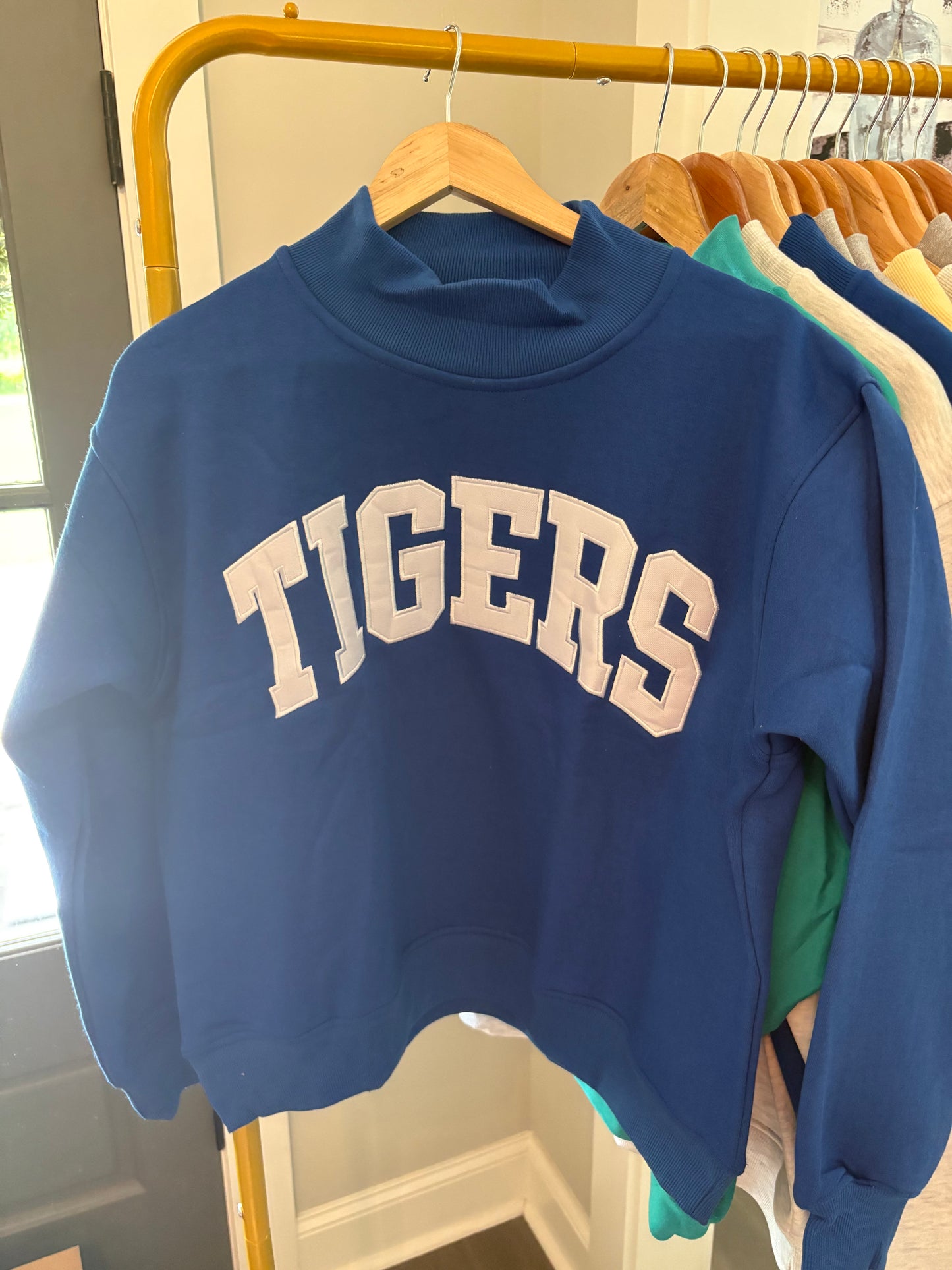 In Stock Blue TIGERS mockneck
